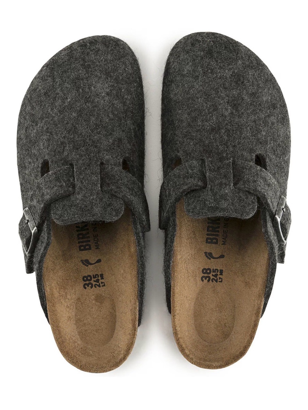 Birkenstock Boston Men’s Anthracite Wool Felt Clogs Size Eu 43/US 10